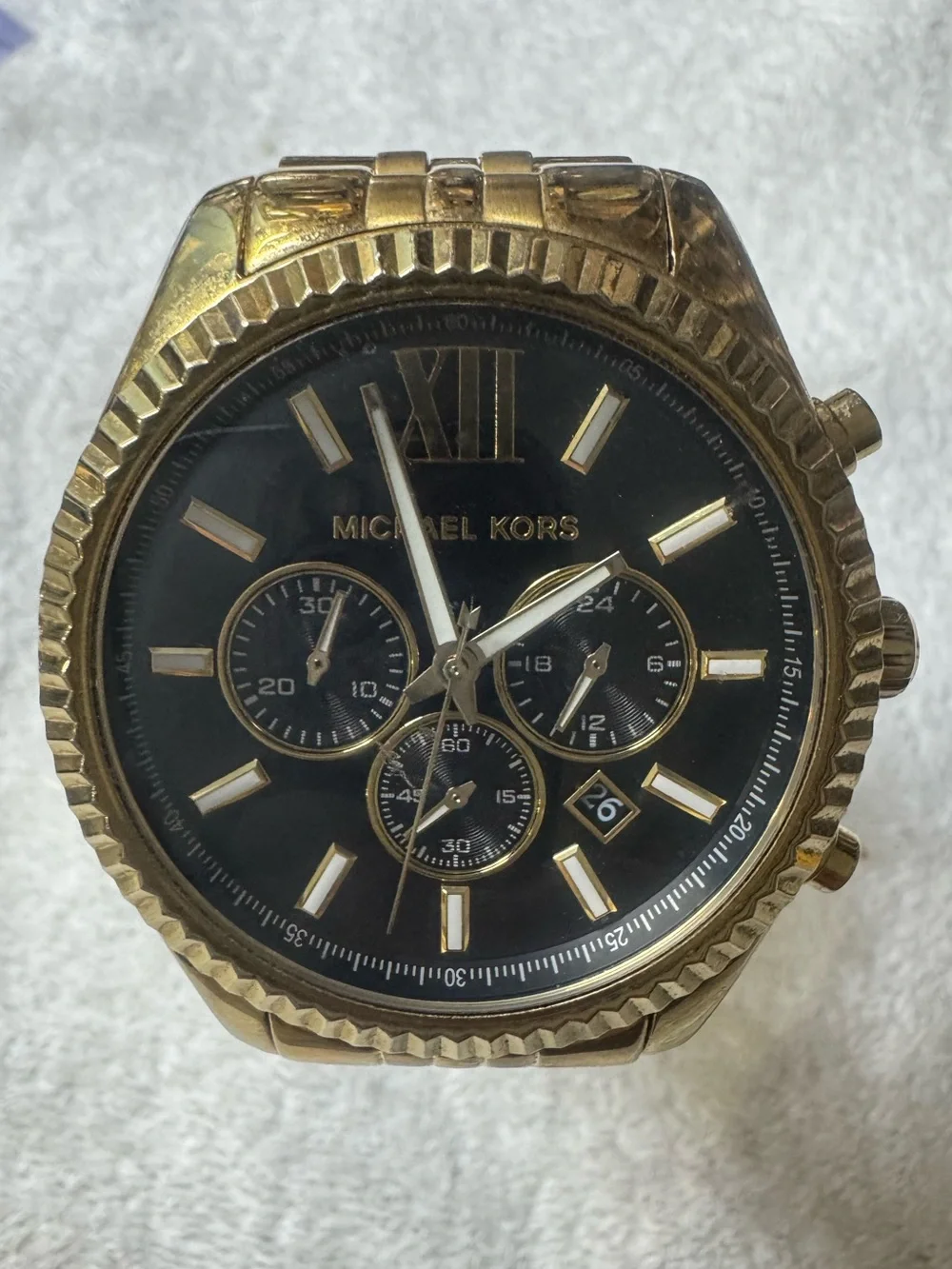 Michael Kors Gold-Tone Case with Black Dial Chronograph Watch
